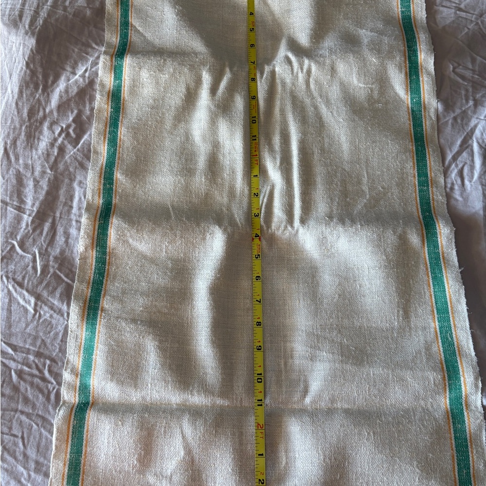 Steven P Cream and Green Fine Linen Fabric Dish Towels Kitchen Towels